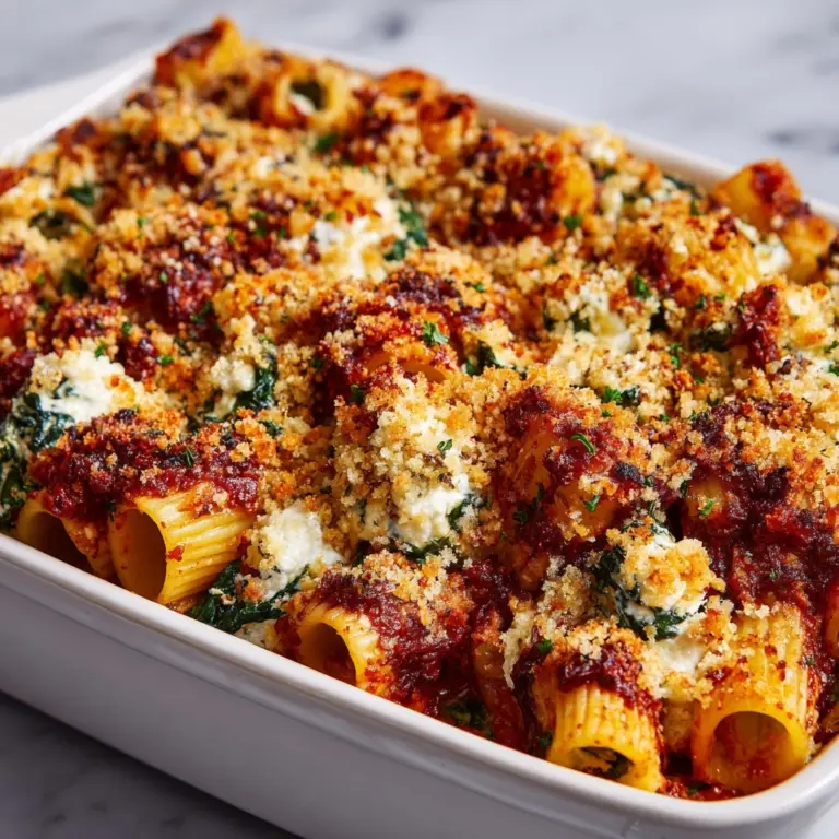 Baked Rigatoni with Spinach and Ricotta Recipe