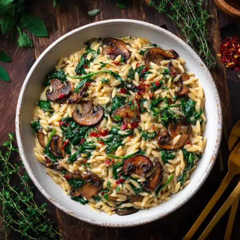 Creamy Spinach and Mushroom Orzo (30 Minutes, ONE-PAN) Recipe