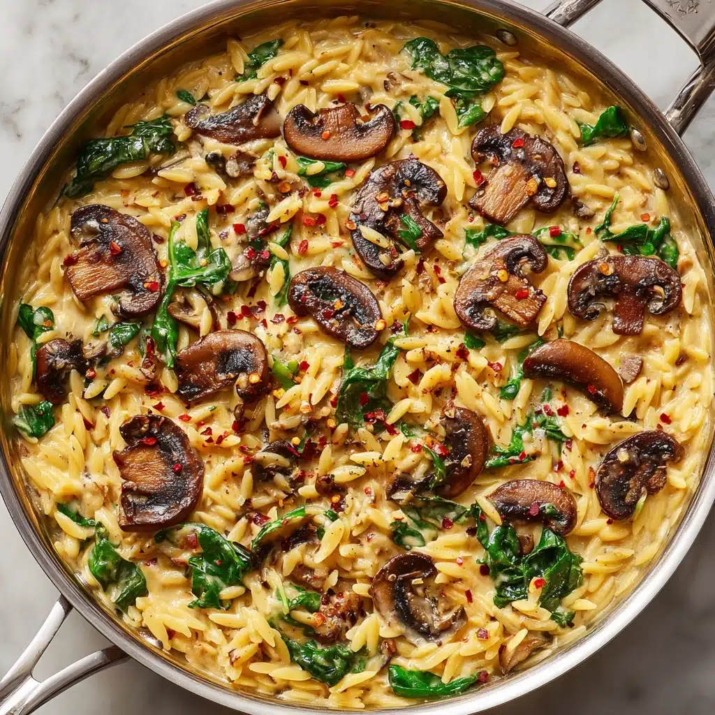 Creamy Spinach and Mushroom Orzo (30 Minutes, ONE-PAN) Recipe - Recipe Image