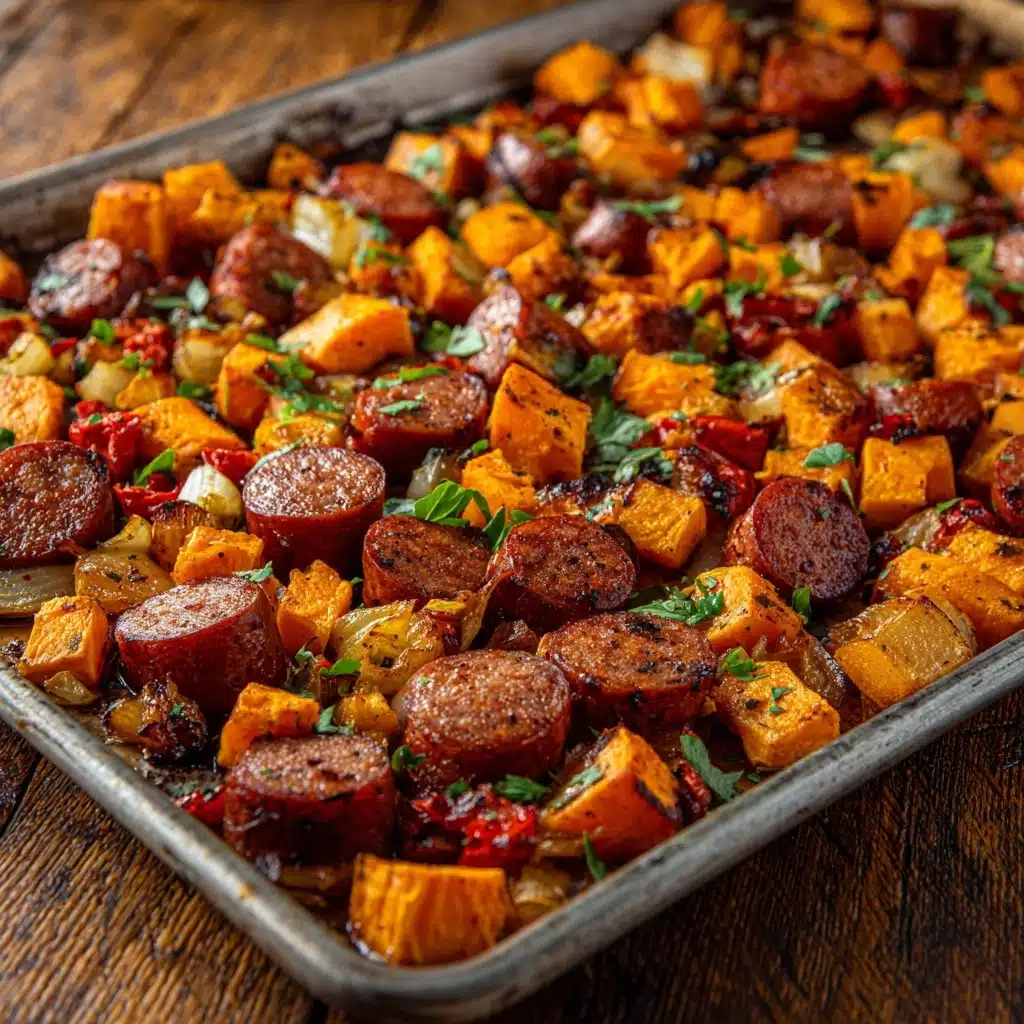 Sheet Pan Sausage and Sweet Potatoes Recipe - Recipe Image