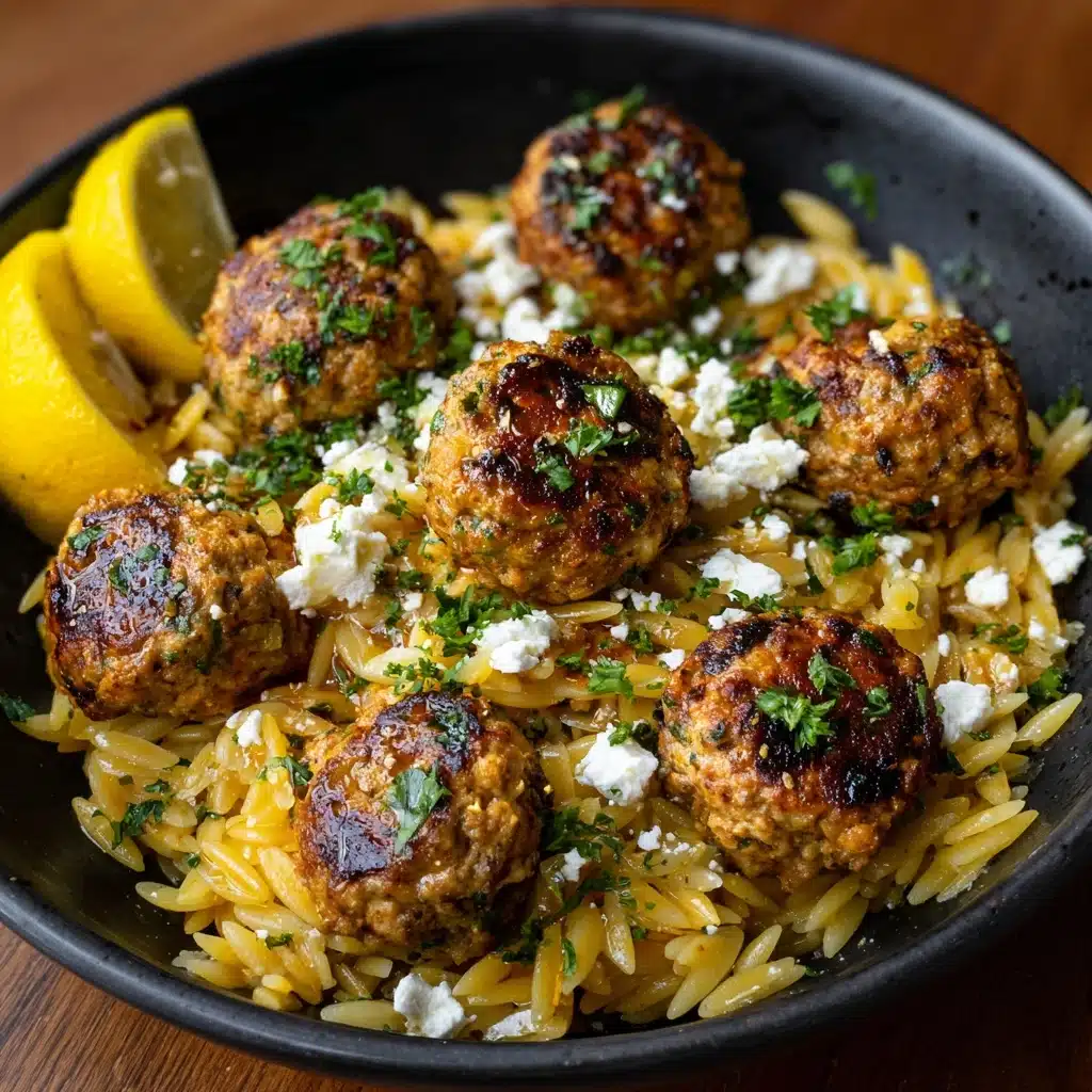 Greek Chicken Meatballs with Lemon Orzo Recipe