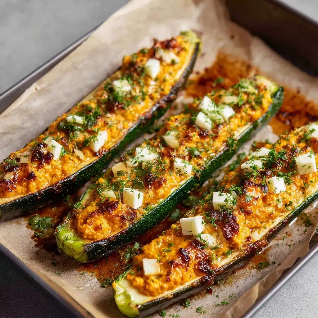 High Protein Buffalo Chicken Stuffed Zucchini Boats Recipe - Recipe Image