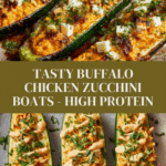 High Protein Buffalo Chicken Stuffed Zucchini Boats Recipe