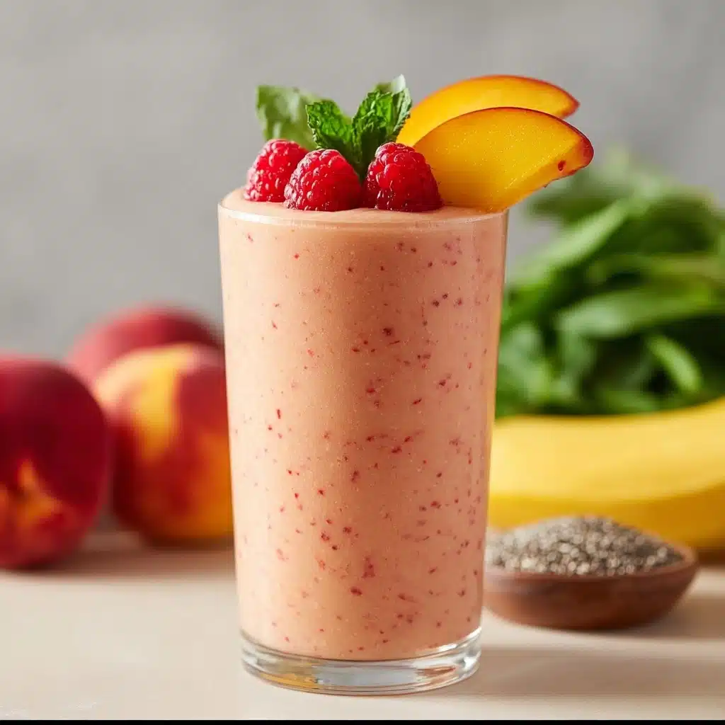 Irresistibly Delicious Raspberry Peach Smoothie Recipe - Recipe Image