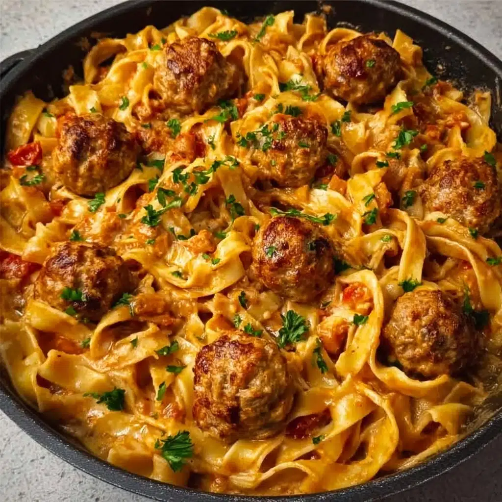 One-Pot Creamy Cajun Meatball Pasta Recipe - Recipe Image