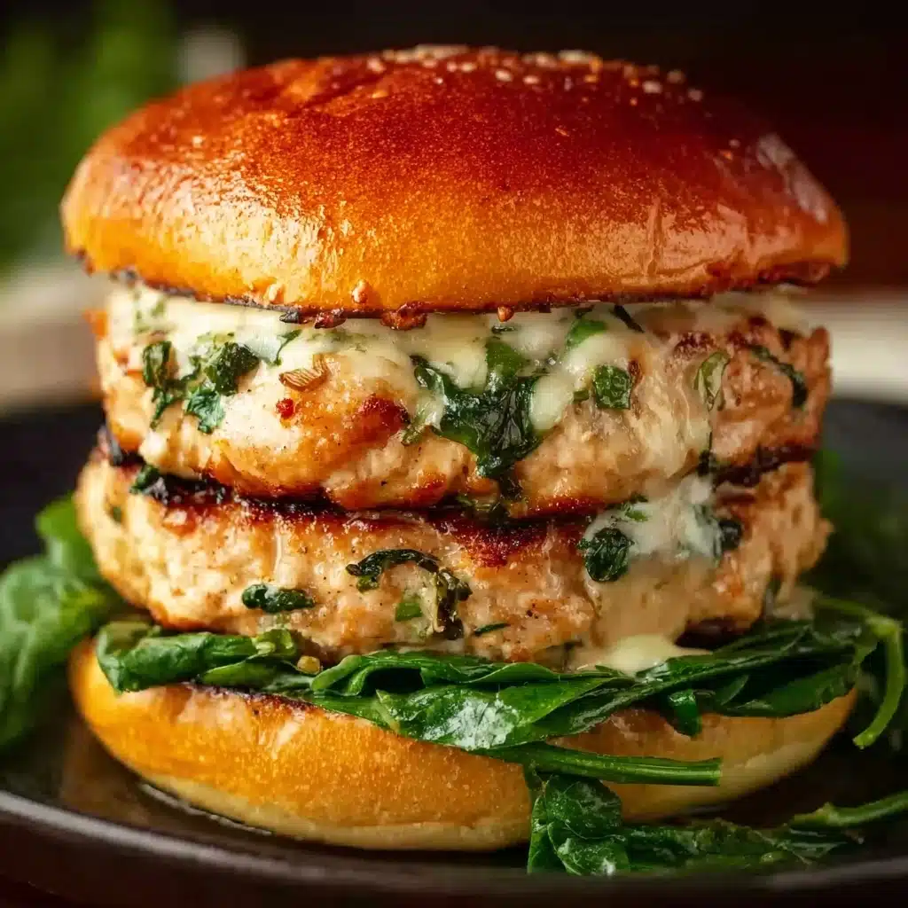 White Cheddar Spinach Chicken Burgers Recipe - Recipe Image