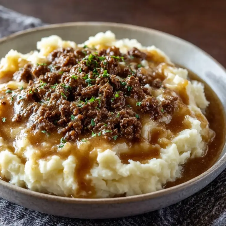 Delicious Hamburger Gravy Over Mashed Potatoes Recipe