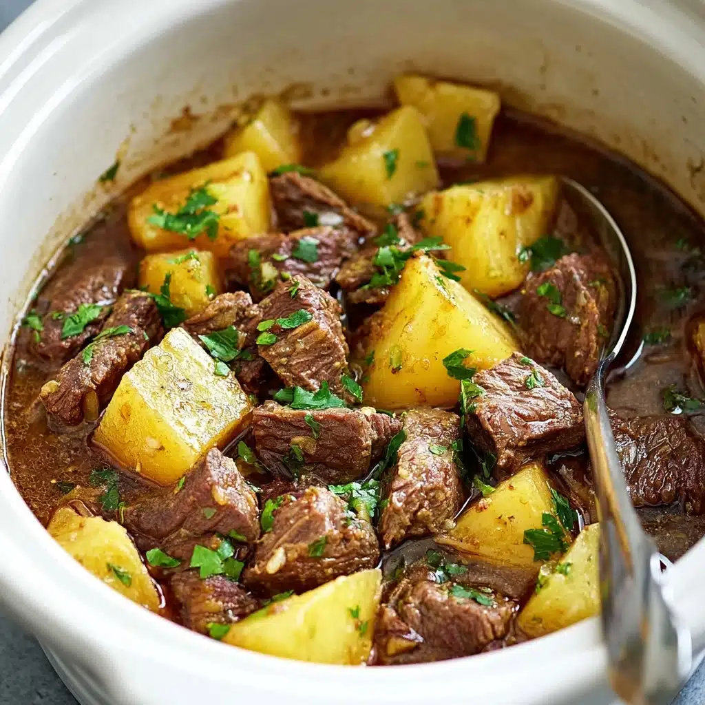 Slow Cooker Steak and Cheddar Potato Casserole Recipe - Recipe Image