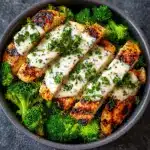 Grilled Chicken & Broccoli Bowls with Creamy Garlic Sauce Recipe