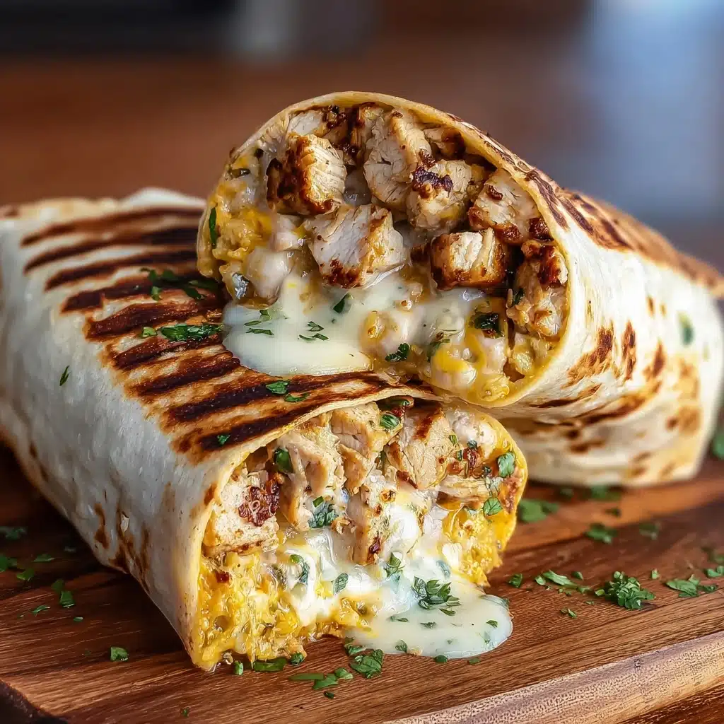 Ooey-Gooey Cheesy Garlic Chicken Wraps