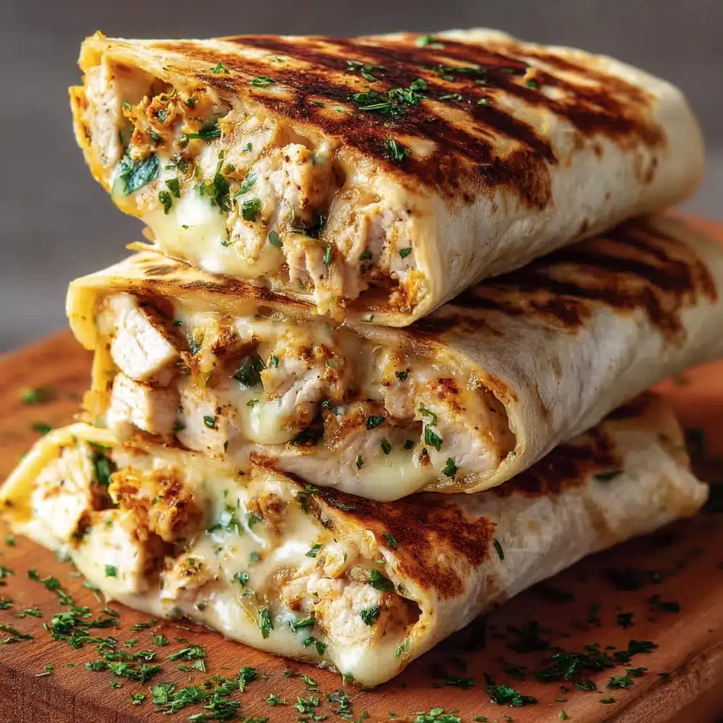 Ooey-Gooey Cheesy Garlic Chicken Wraps - Recipe Image