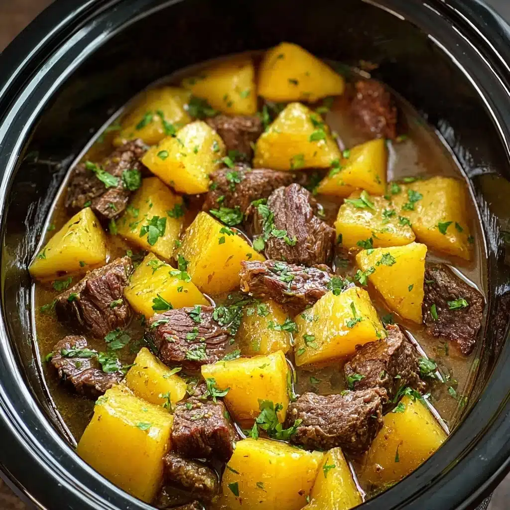 Slow Cooker Steak and Cheddar Potato Casserole Recipe - Recipe Image