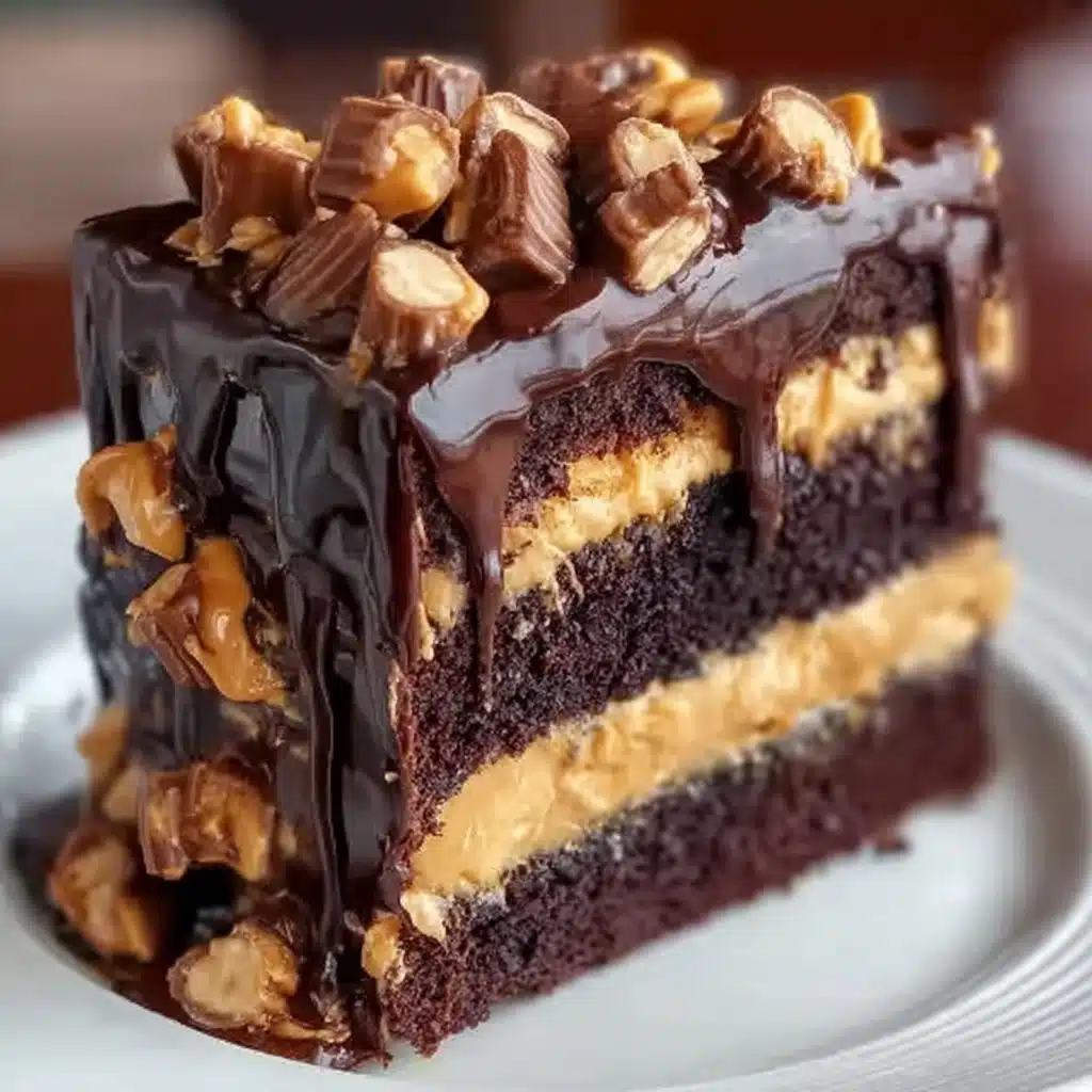 Heavenly Chocolate Peanut Butter Ooey Gooey Cake Recipe - Recipe Image
