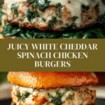 White Cheddar Spinach Chicken Burgers Recipe