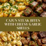 Cajun Steak Bites and Cheesy Garlic Shells Skillet Recipe