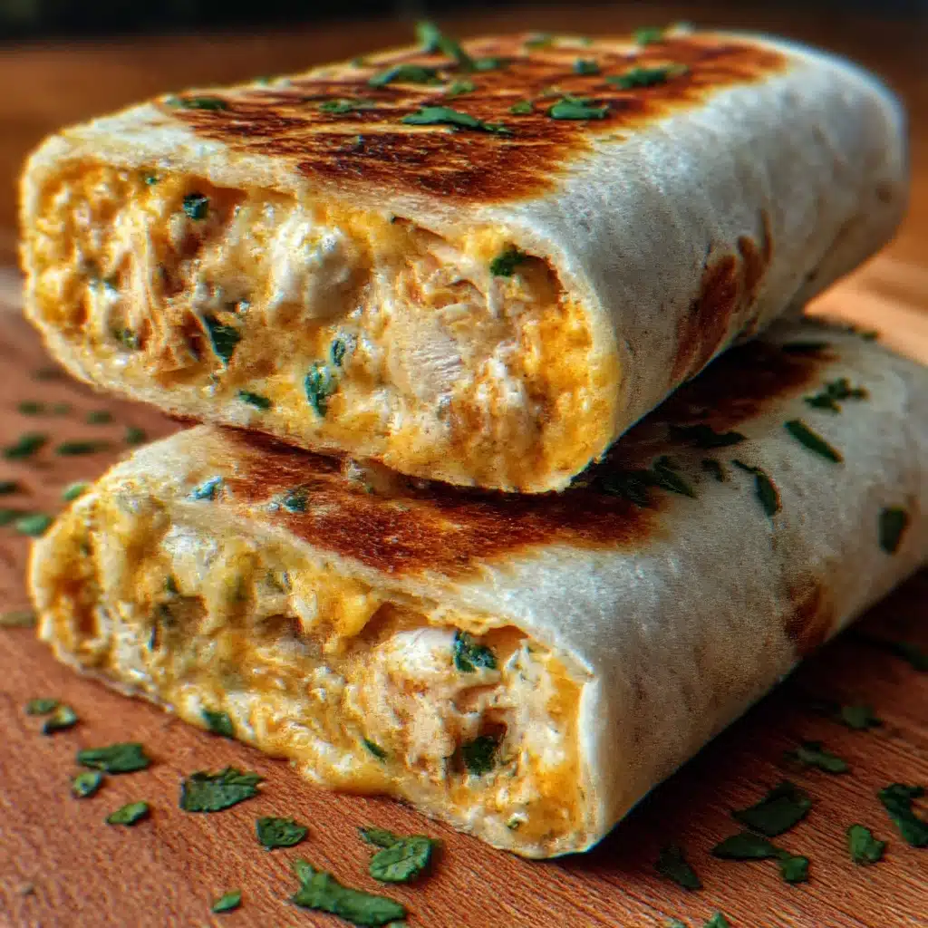 Ooey-Gooey Cheesy Garlic Chicken Wraps Recipe - Recipe Image