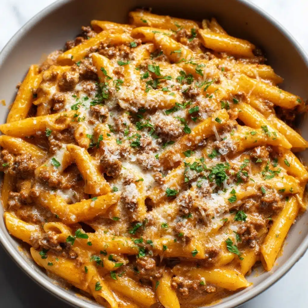 High Protein Creamy Beef Pasta Recipe - Recipe Image