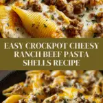 Crockpot Cheesy Ranch Beef Pasta Shells Recipe