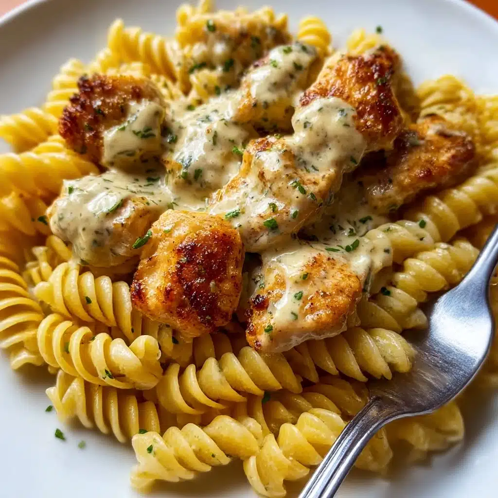 Creamy Garlic Parmesan Chicken with Cheesy Twisted Pasta Recipe - Recipe Image
