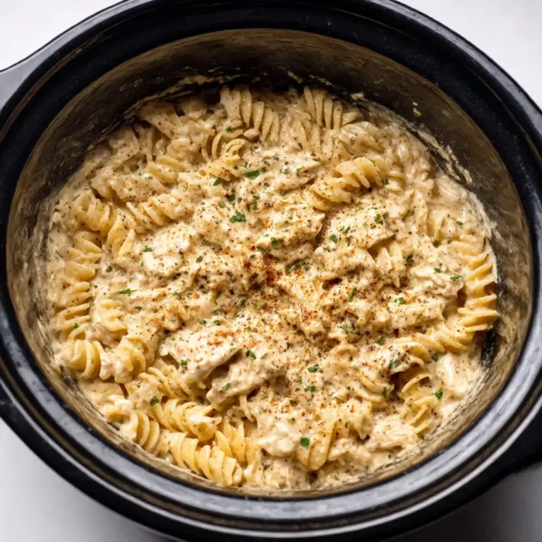 The Best Crockpot Garlic Parmesan Chicken Pasta Recipe