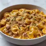 Creamy Parmesan Garlic Beef Bowtie Pasta Recipe