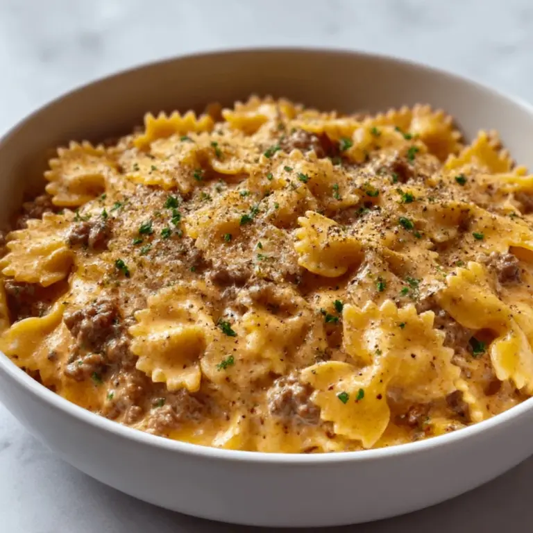 Creamy Parmesan Garlic Beef Bowtie Pasta Recipe