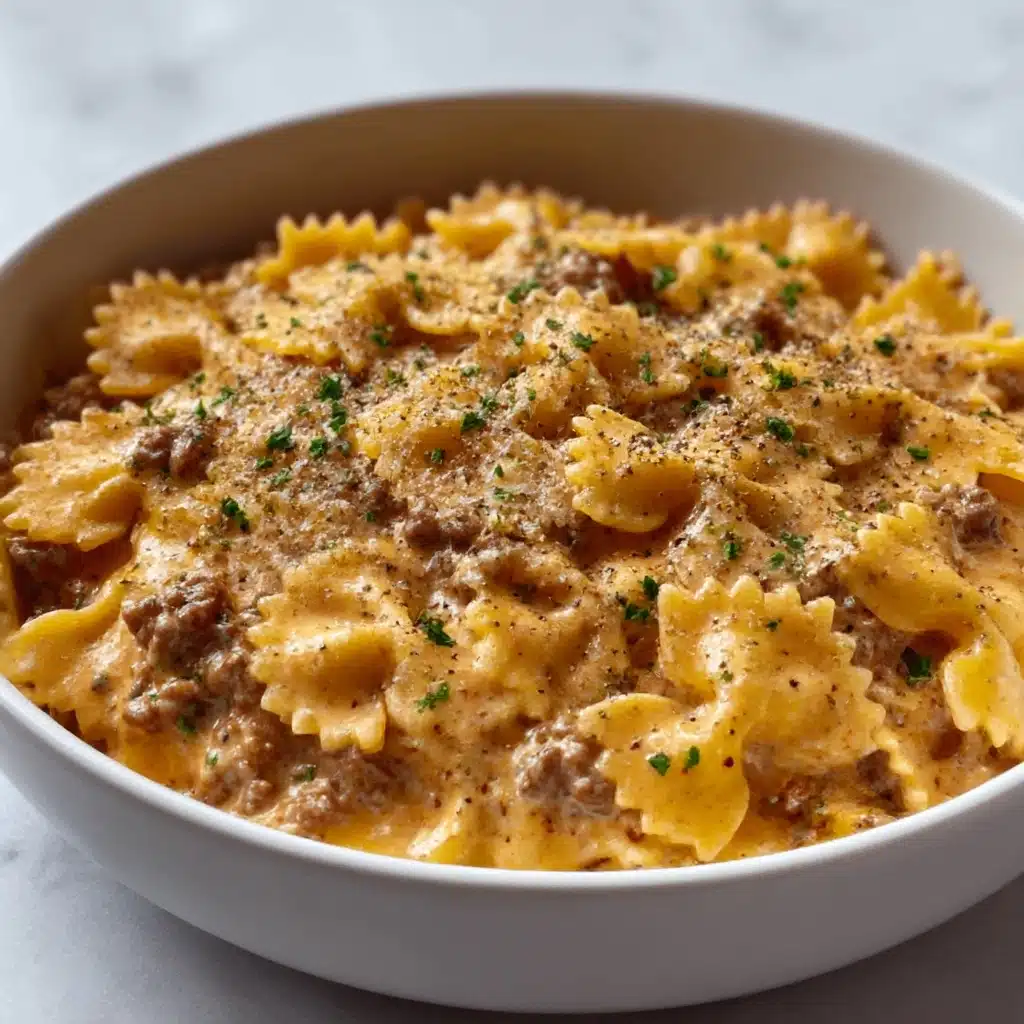 Creamy Parmesan Garlic Beef Bowtie Pasta Recipe