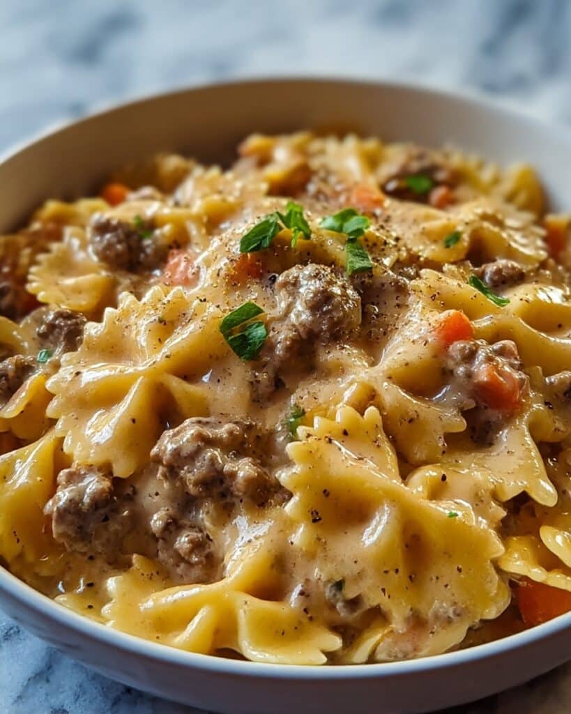 Creamy Beef and Bowtie Pasta Recipe
