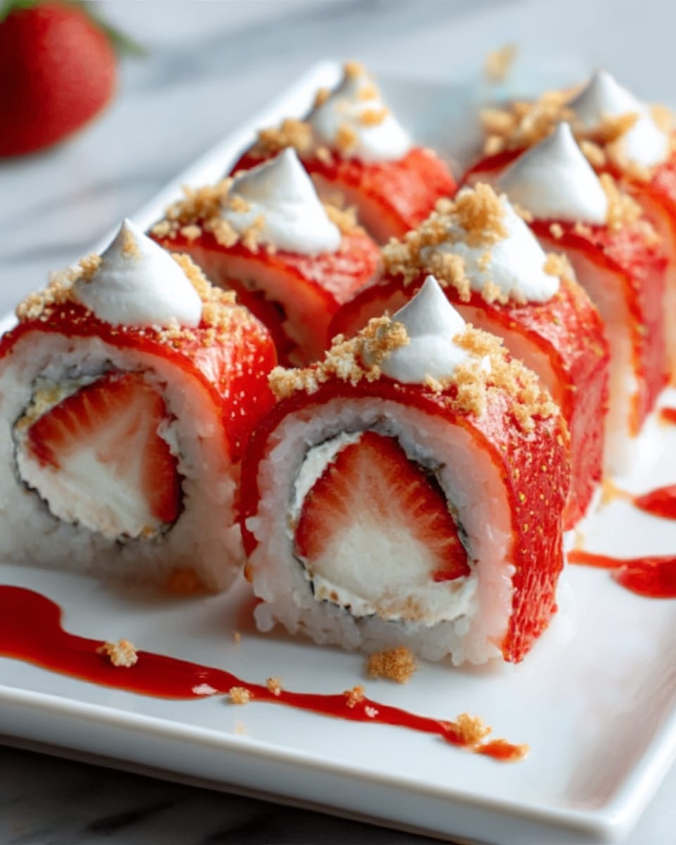 Creative & Cute Strawberry Shortcake Sushi Roll Dessert Recipe