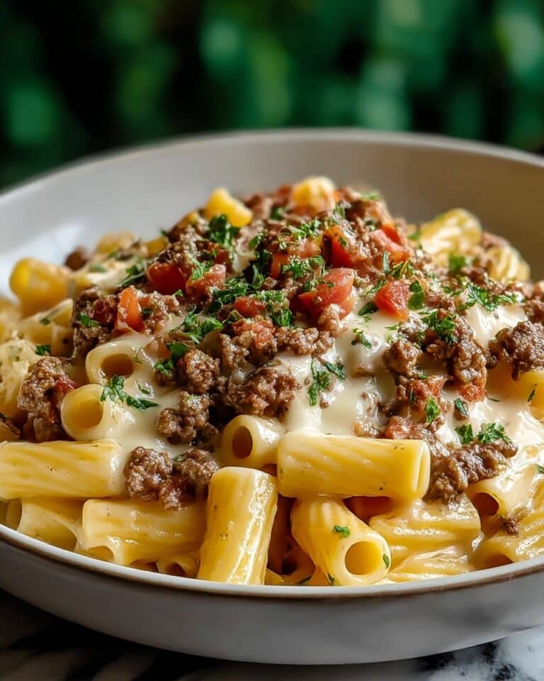 Loaded Cheeseburger Alfredo Pasta Recipe
