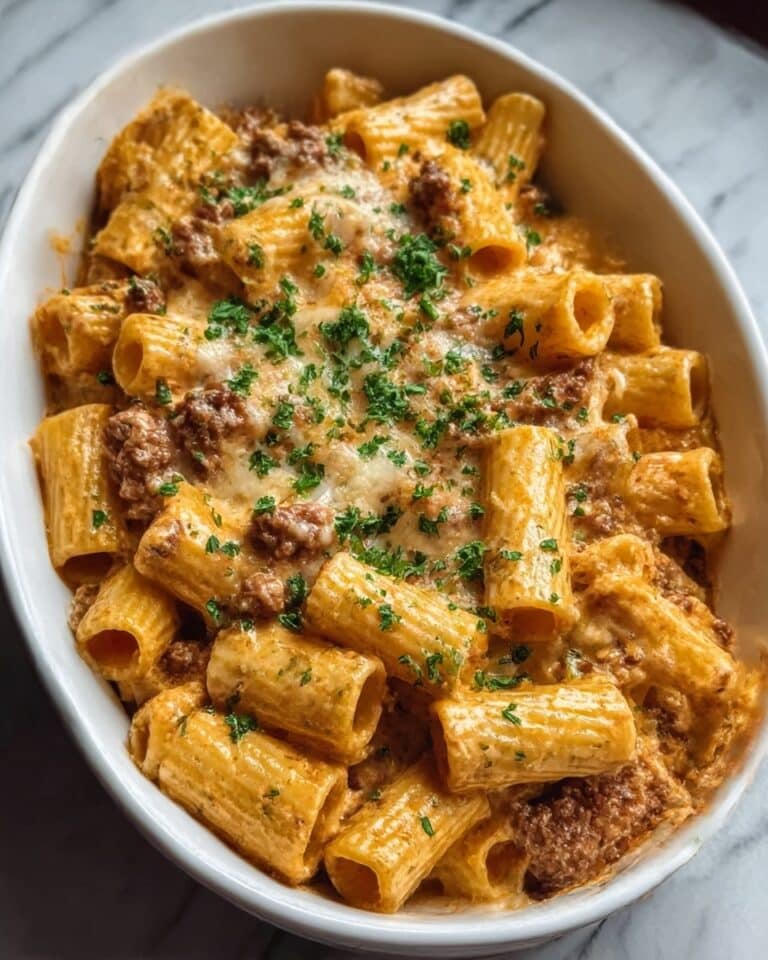 Creamy Parmesan Beef Rigatoni Recipe