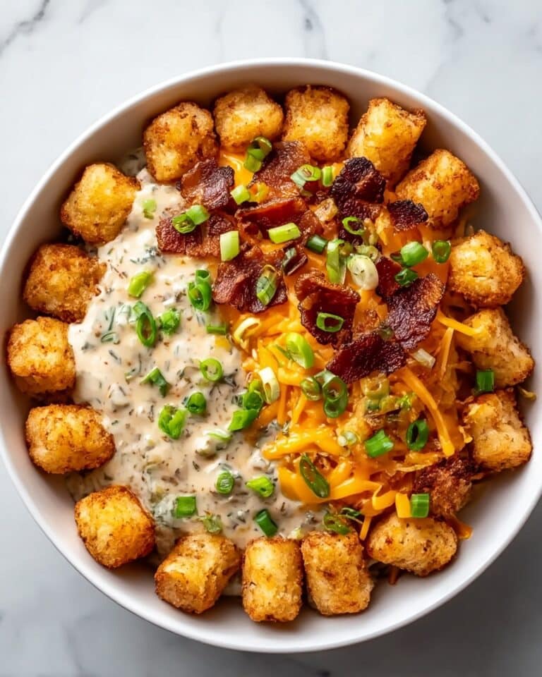 Tater Tot Breakfast Bowl with Eggs, Sausage, Cheese, and Gravy Recipe