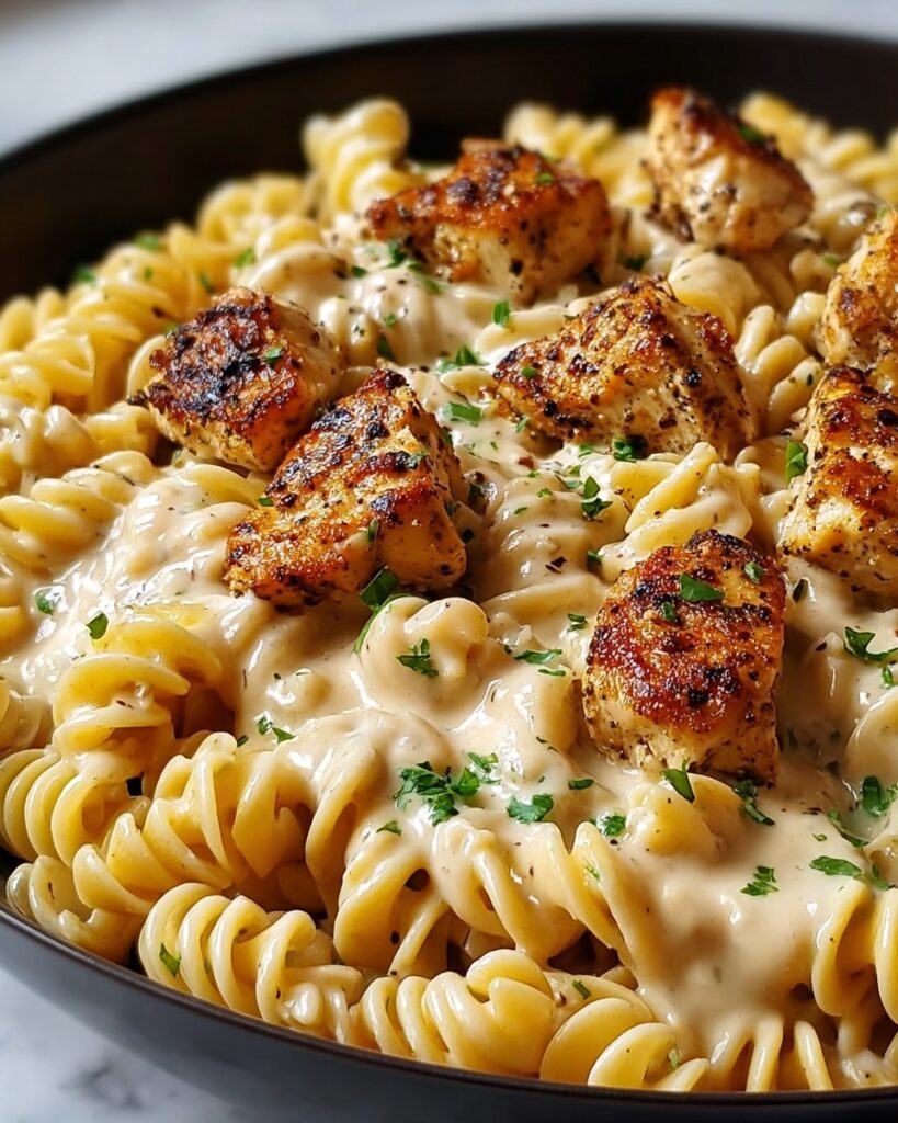 Cheesy Cajun Garlic Chicken Rotini Skillet Recipe
