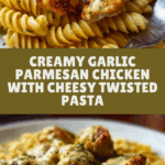Creamy Garlic Parmesan Chicken with Cheesy Twisted Pasta Recipe