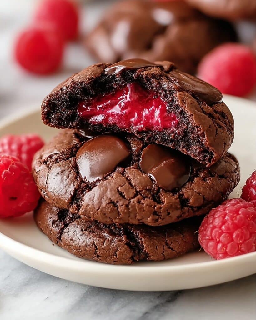 Raspberry Fudgy Chocolate Cookies Recipe
