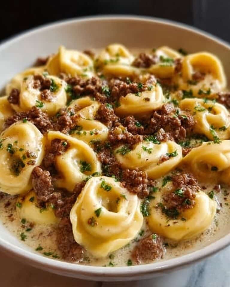 Cheesesteak Tortellini in Rich Provolone Sauce Recipe