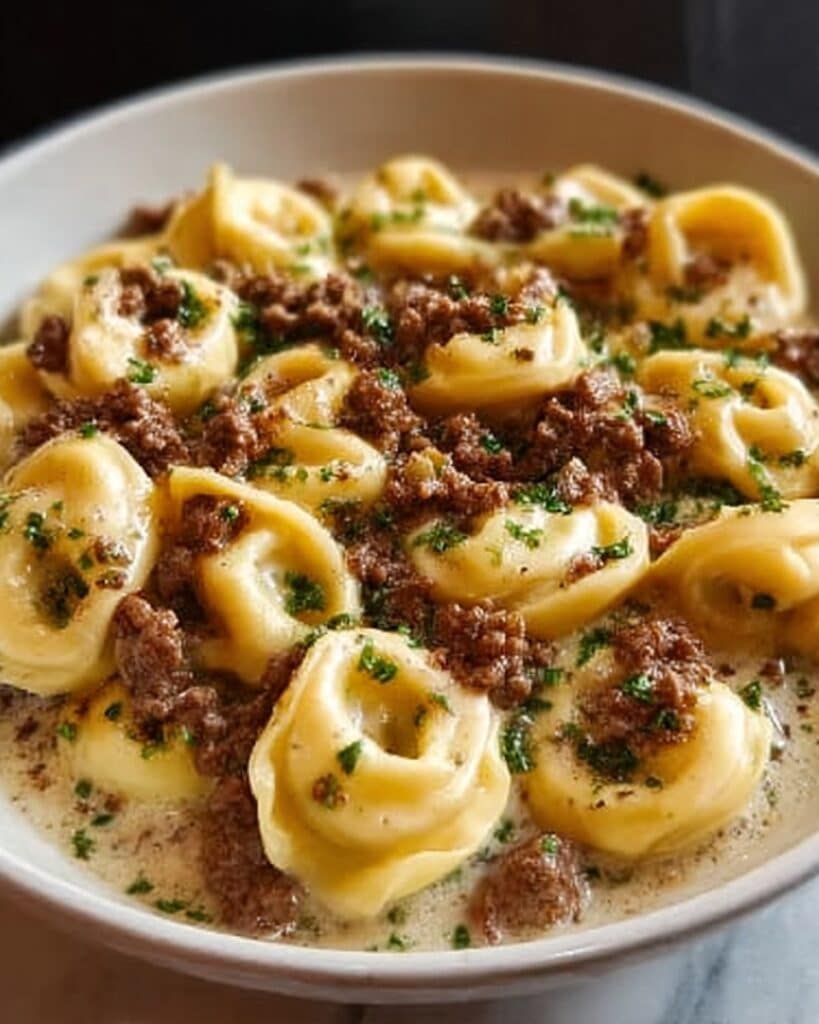 Cheesesteak Tortellini in Rich Provolone Sauce Recipe