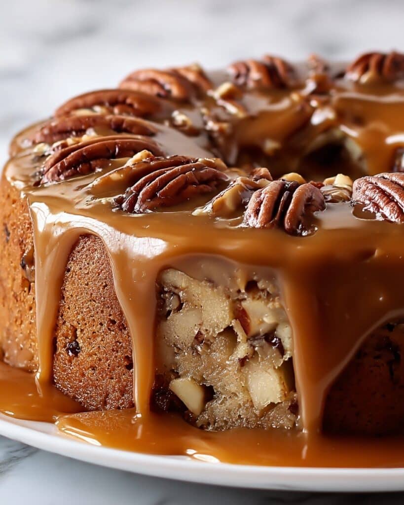 Apple Pecan Cake with Caramel Glaze Recipe