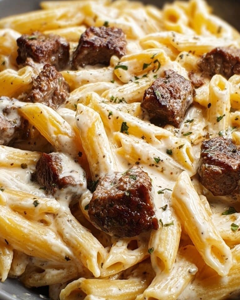 Creamy Ranch Steak & Mozzarella Garlic Butter Pasta Recipe