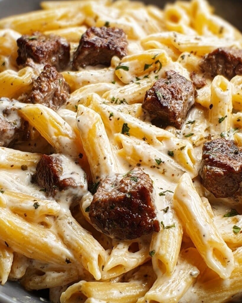 Creamy Ranch Steak & Mozzarella Garlic Butter Pasta Recipe
