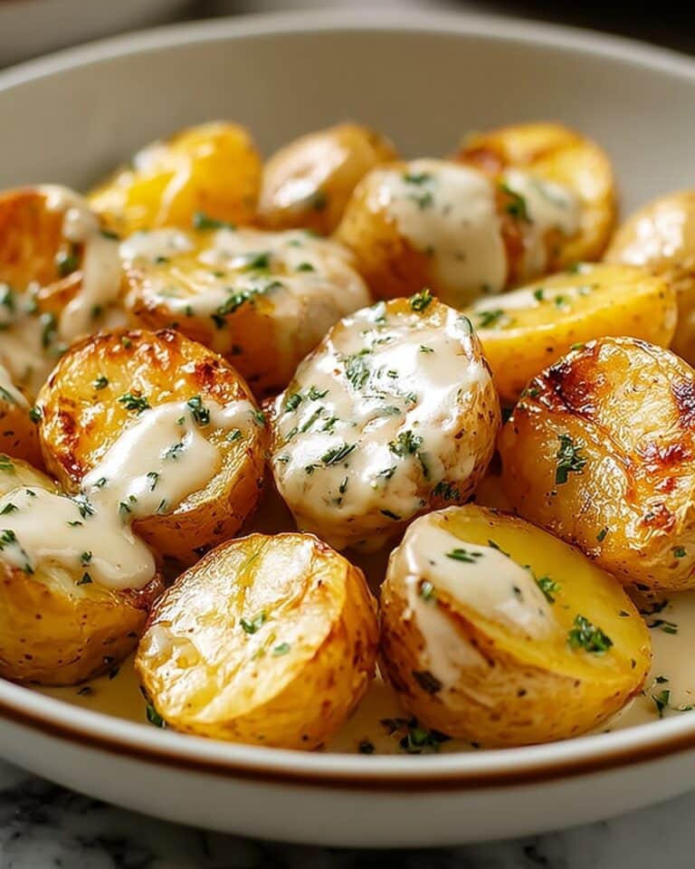 Irresistibly Creamy Garlic Sauce Baby Potatoes Recipe