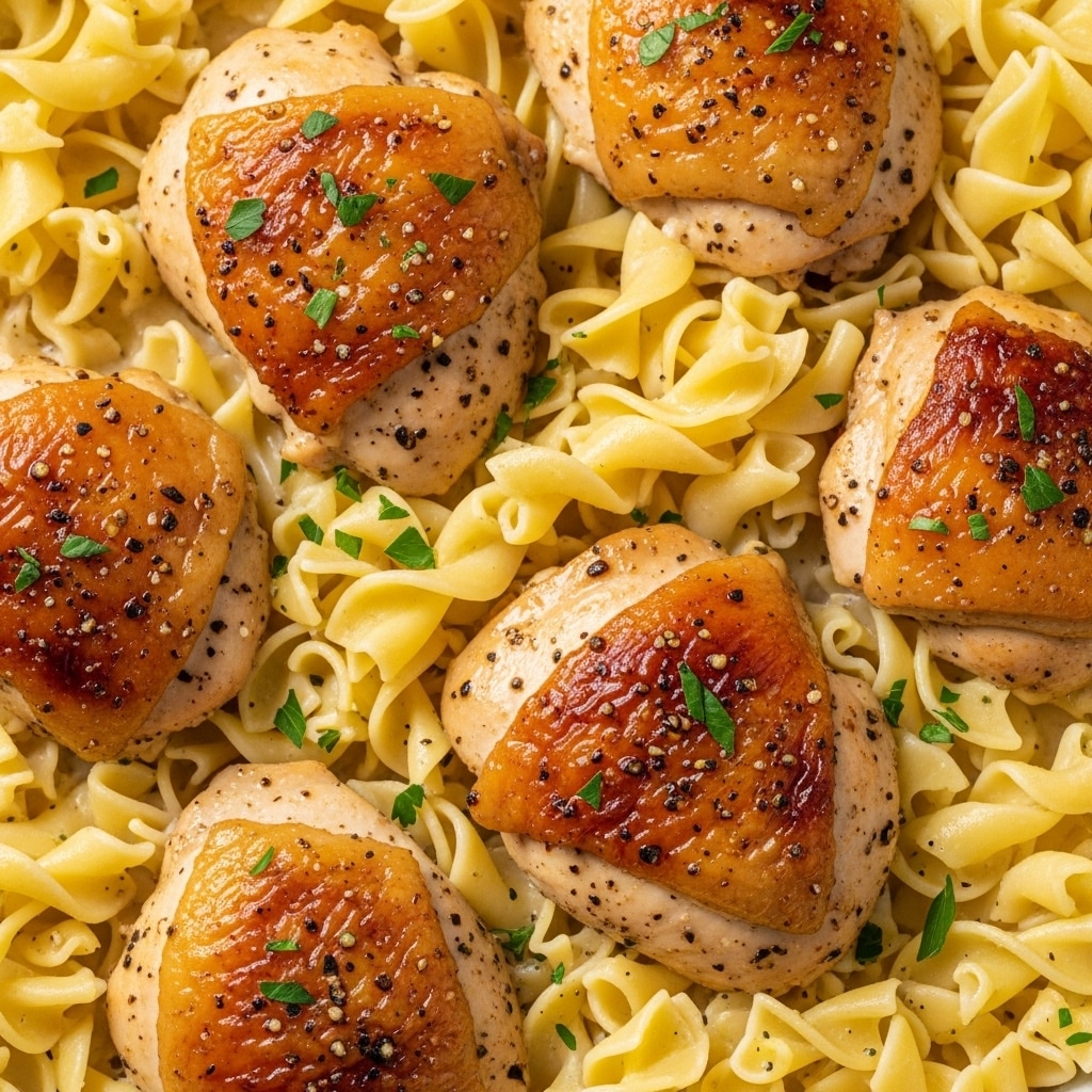 One-Pan Creamy Garlic Butter Chicken with Egg Noodles Recipe