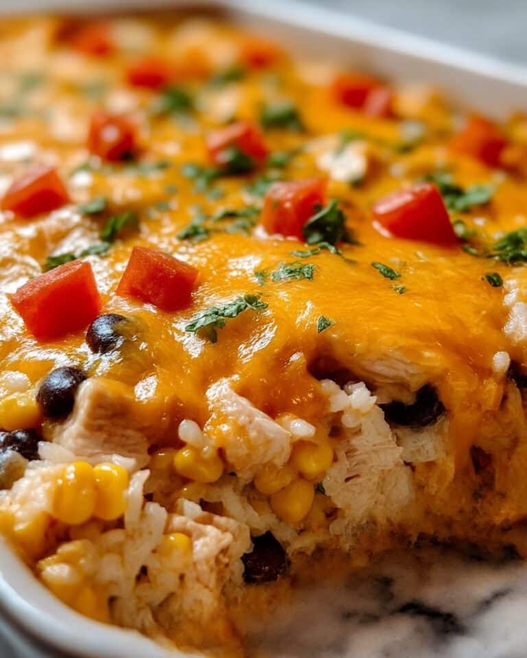 Cheesy Salsa Chicken and Rice Bake Recipe