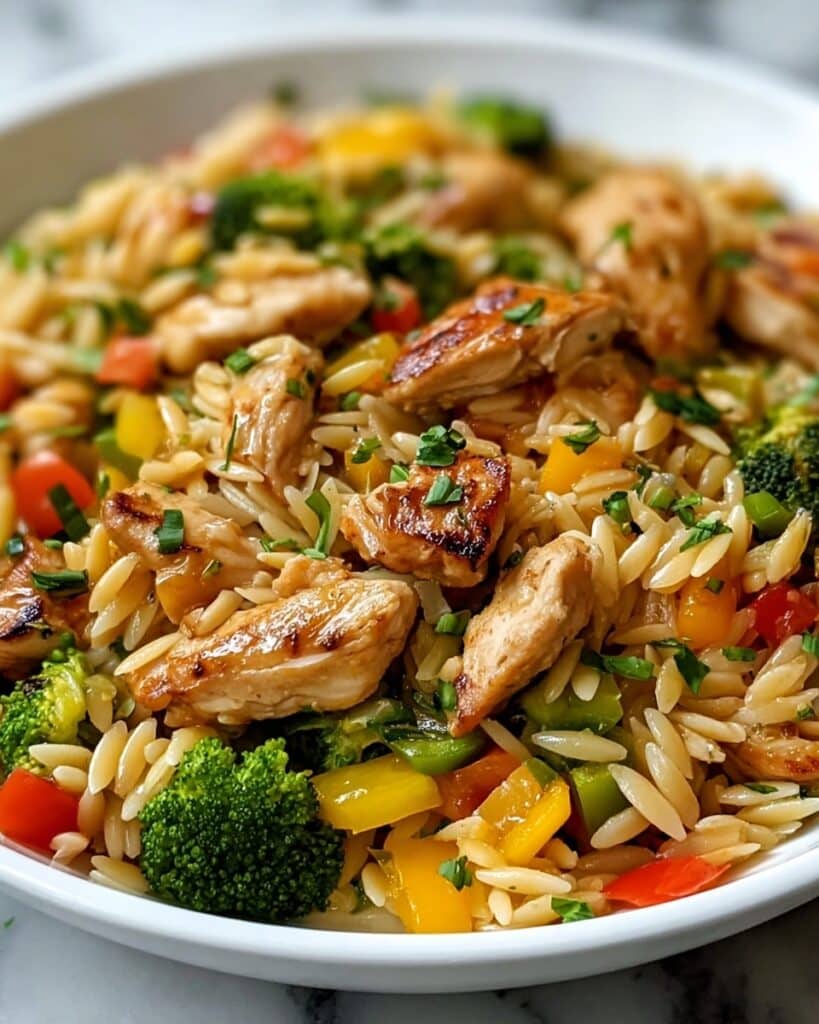 Lemon Chicken & Veggie Orzo Stir Fry Recipe