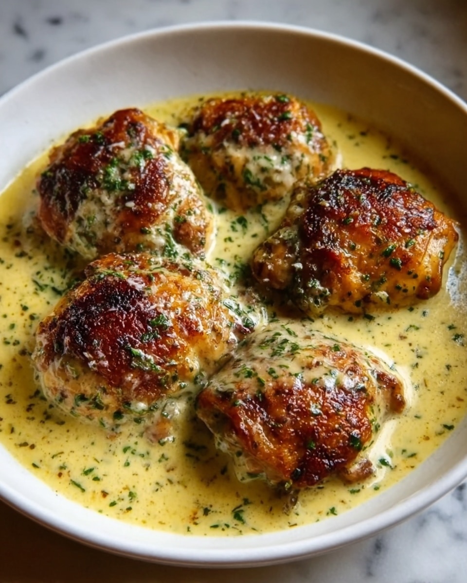 Bobby Flay Chicken Thighs with Creamy Garlic Sauce Recipe - Recipe Image