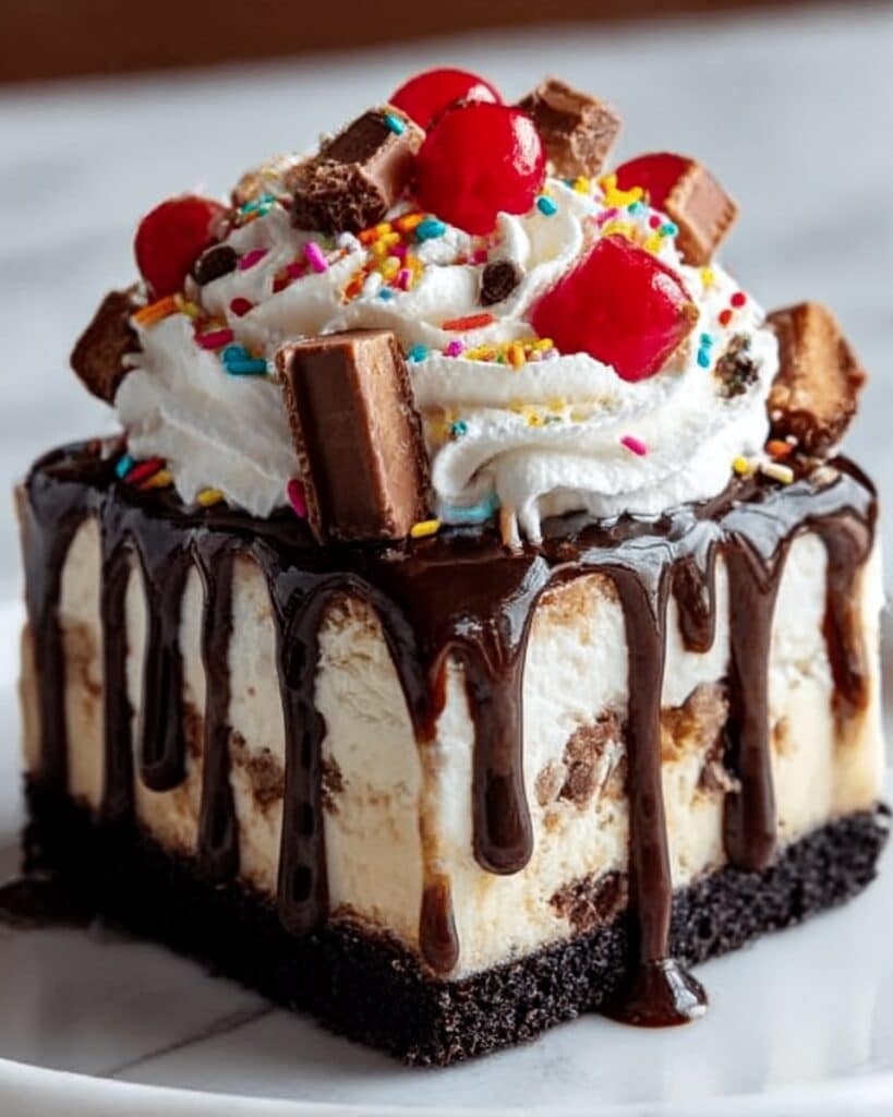 Hot Fudge Sundae Brownie Cheesecake Recipe