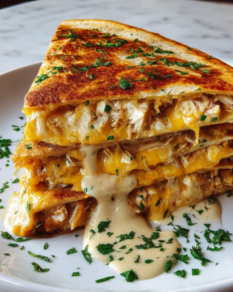 Cheesy Hot Honey Chicken Quesadillas with Spicy Jalapeño Cream Sauce Recipe
