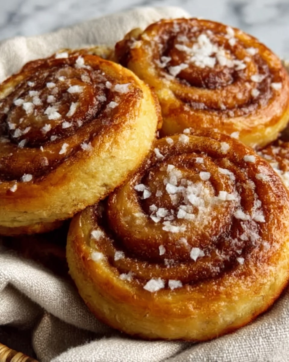 The image shows a close-up of several freshly baked cinnamon rolls stacked on a soft beige cloth. Each roll has multiple spiral layers with a golden-brown crust and visible cinnamon filling swirled throughout. The texture looks soft and slightly glossy, with coarse white sugar crystals sprinkled on top, adding a crunchy contrast. The rolls are tightly packed, emphasizing their flaky, tender layers and warm, inviting color. The background has a white marbled texture. photo taken with an iphone --ar 4:5 --v 7