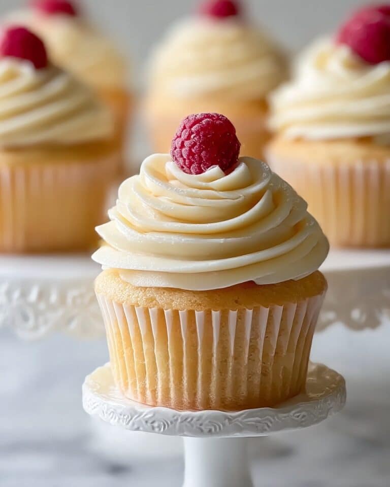 Almond Wedding Cake Cupcakes with Raspberry Filling Recipe