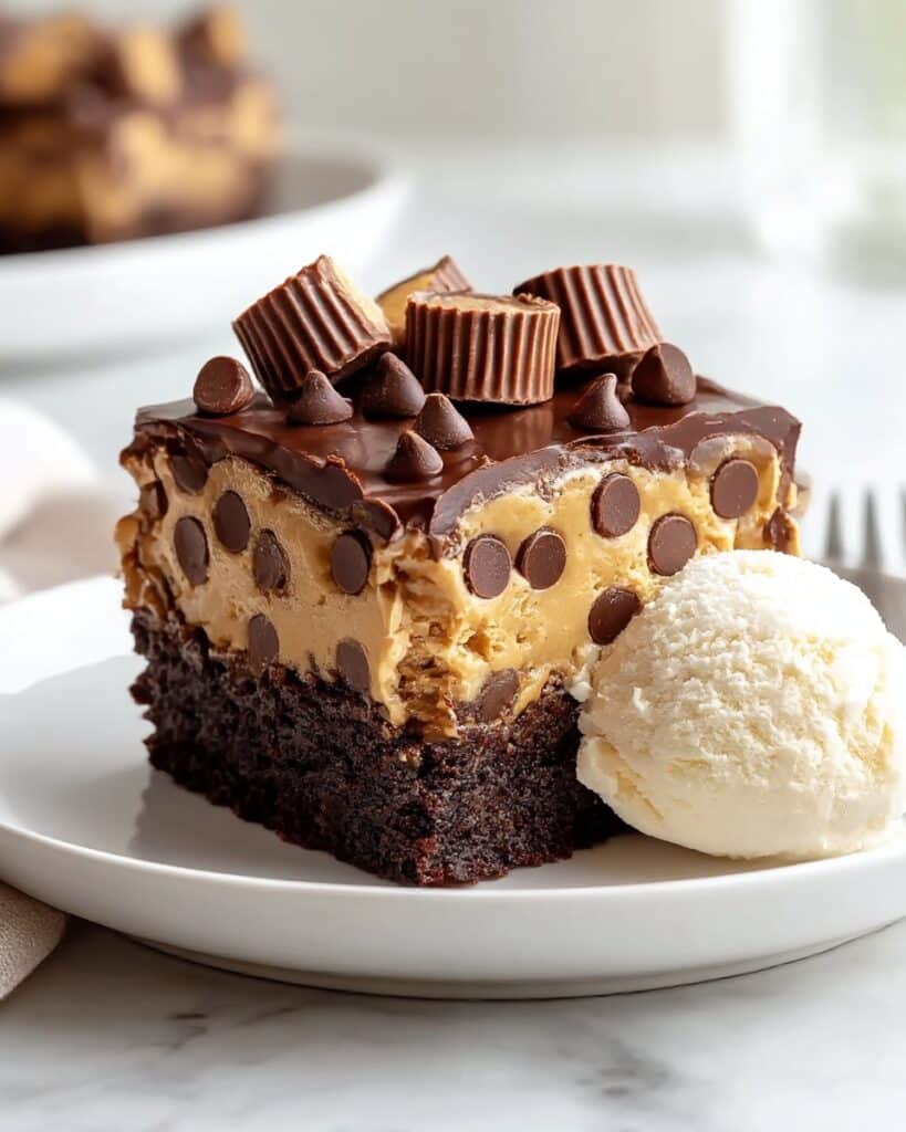 Indulgent Reese’s Chocolate Peanut Butter Cup Earthquake Cake Recipe